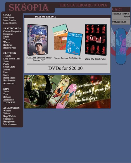 Fake sites: Sk8opia layout